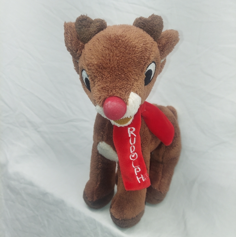 Plush Rudolph Red Nosed Reindeer - Dan Dee 7.5 inches Red Scarf